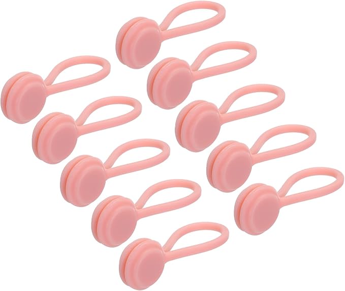 MECCANIXITY Magnetic Cable Clips 4.3 Inch x 0.6 Inch Pink Magnetic Cord Organizer Cable Ties Reusable Twist Ties for Home, Kitchen, Office, 10 Pcs