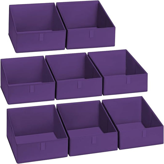 Closet Storage Bins 8 Pack, Fabric Trapezoid Closet Organizer Bin, Purple