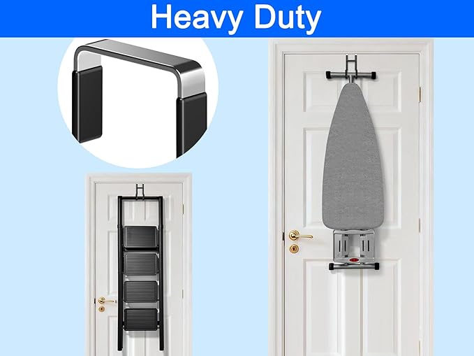Over the Door Twin Metal Hooks with Plastic Coating 5.5" Fit 0.5" to 1 3/8" Door