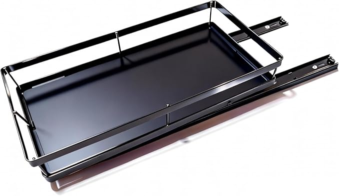 Pull Out Cabinet Organizer, 1-Tier Slide Out Drawer for Kitchen Cabinets, No Drill Adhesive Under Sink Organizer, Ball Bearing Cabinet Pull Out Shelf, Heavy Duty Iron Wire Basket