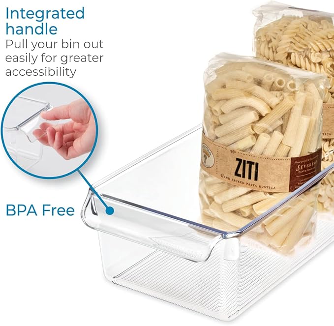 Linus Plastic Fridge and Freezer Storage Organizer Bin with Handle