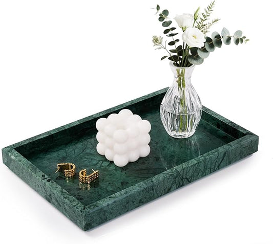 Marble Bathroom Tray for Countertop & Home Decor, Green