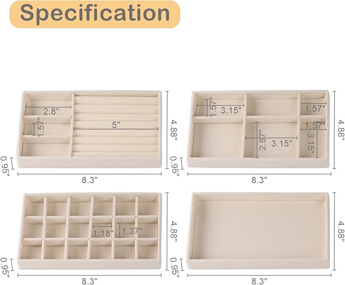Velvet Jewelry Drawer Organizer Inserts