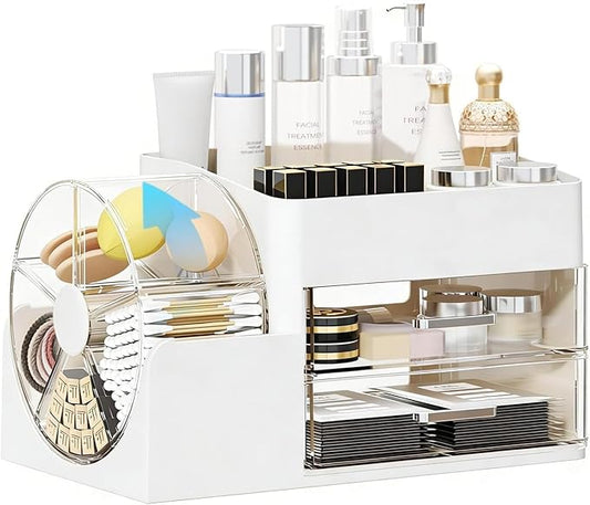Makeup Organizer with Large Capacity, White