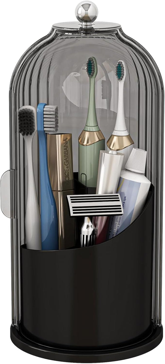 Dustproof Toothbrush Holders with Cover, Grey Black