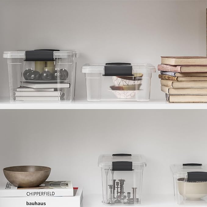 Clear Plastic Storage Bins with Lid, 4.5 Quart Box, Organizing Containers