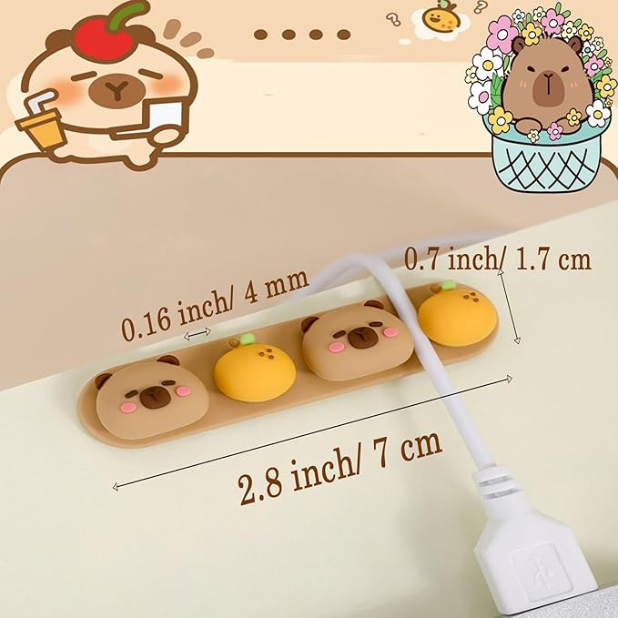 Capybara Cable Organizer, Adorable Animal-Shaped Cable Clips