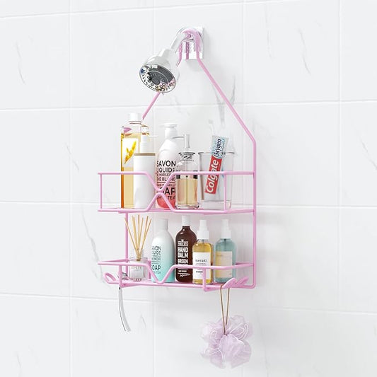 Pink Shower Caddy Over Shower Head, Pink Bathroom Accessories