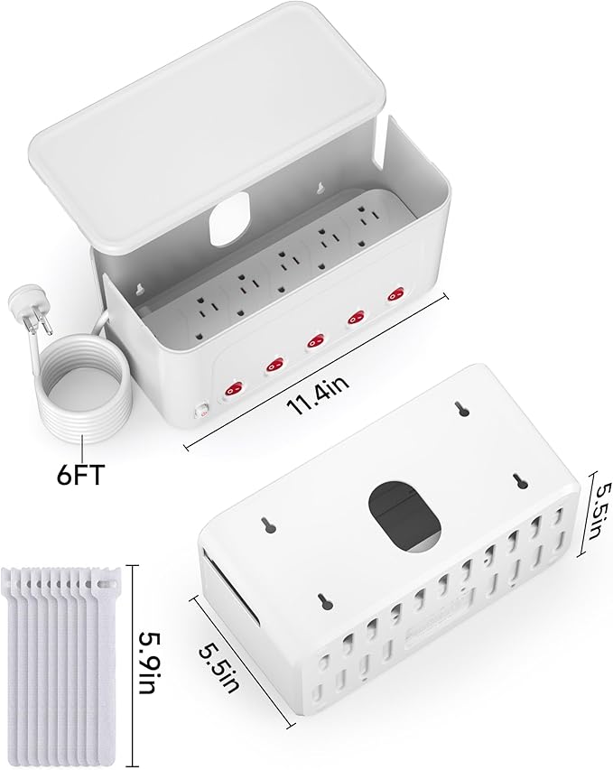 Surge Protector Power Strip with Cable Management Box