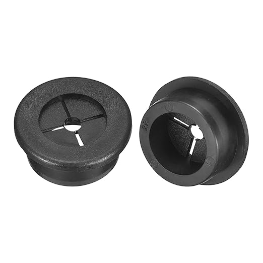 uxcell 2 Pcs Cable Cord Grommet, 1 Inch (25mm) Desk Grommet Flexible Rubber Grommets Wire Hole Cover Pass Through for Office Computer Desk Wire Organizer, Black
