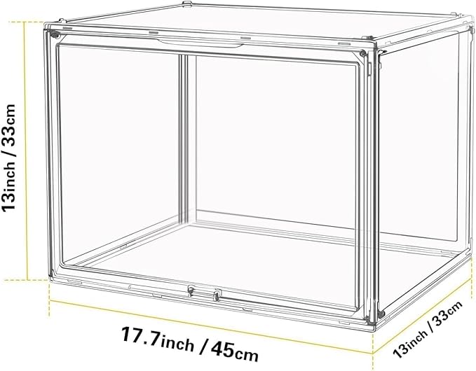 GUDEMAY Large Clear Stackable Acrylic Storage Bins with Door, Dustproof Figure Collectibles Display Case, Football & Motorcycle Helmet Showcase, Basketball, Sports Memorabilia Organizer (XL, Count, 3)