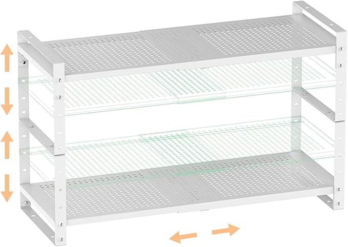 Multi-Functional Metal Shoe Rack, 2Packs/White/Large