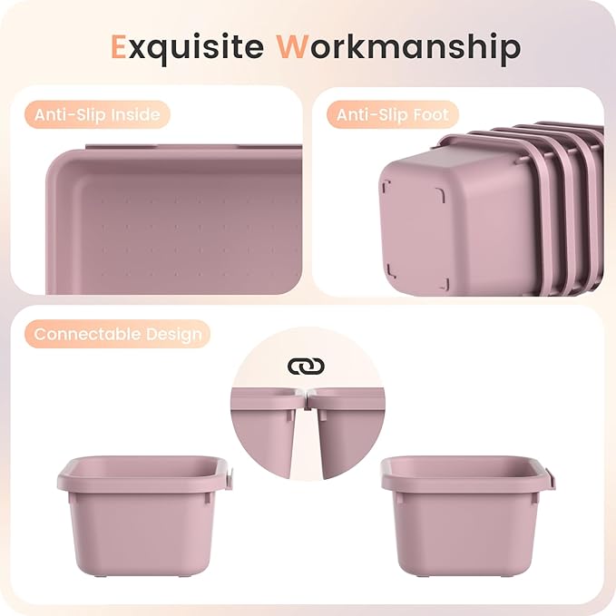 A-LuGei 【Military Grade】 Drawer Organizer, 【𝟱𝗦𝗶𝘇𝗲】 Makeup organizer, 【Holds 177 Items】 Bathroom Organizers and Storage, Organization and Storage, Desk Drawer Organizer for Vanity (Lilac)