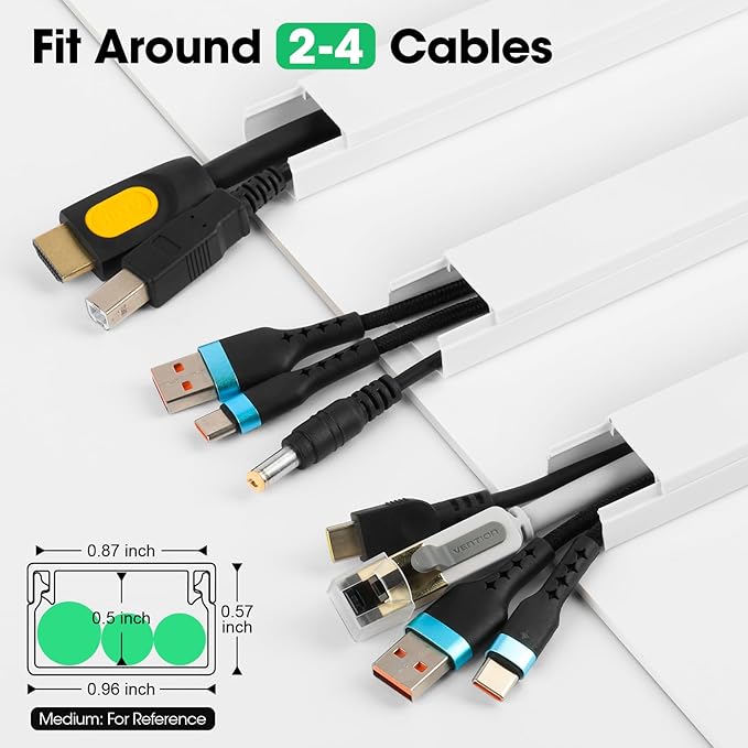 AZEN Cord Hider Kit, 630in Cord Covers for Wires on Wall, Paintable Wire Covers for Cords on Wall, Self-Adhesive Cable Hider Cord Organizer, 40X L15.75in X W0.96in x H0.57in