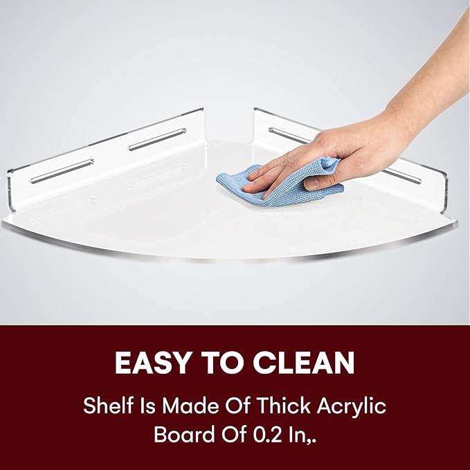 Set of 2 Shower Caddy Bathroom Shelves - Vdomus No-Drill Shower Organizer - Floating Adhesive Acrylic Storage for Tile Walls - Sleek and Durable Bathroom Organizers and Storage