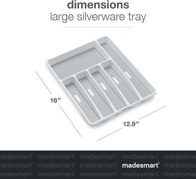 Madesmart Classic Large Silverware Tray, White, CLASSIC COLLECTION, BPA-Free
