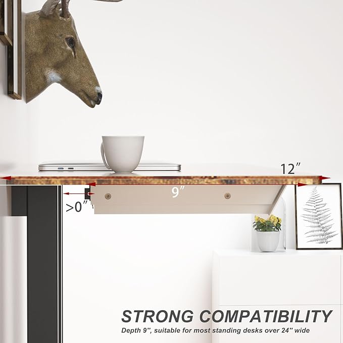 White Under Desk Mounted Sliding Drawer with 60 Degree Tilt Panel to pull out, 15'' long & 9'' deep Large Storage Organizer for Sit Stand Workstation