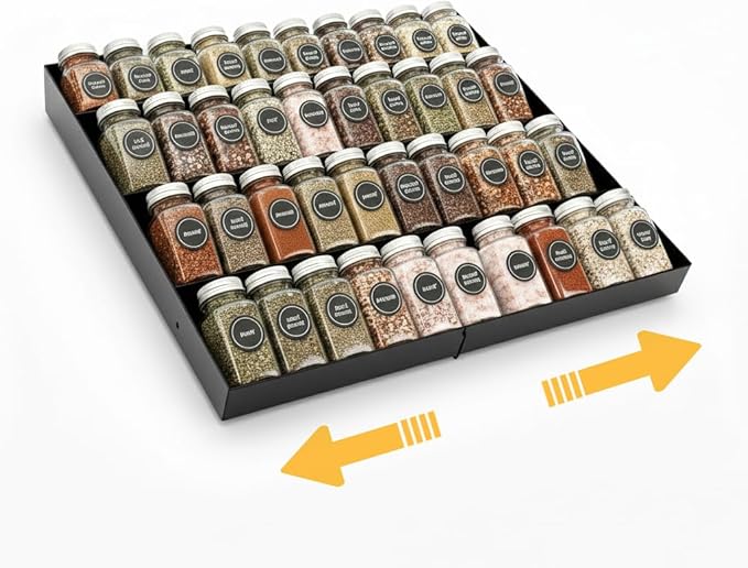 Metal Spice Drawer Organizer, 4-Tier Spice Rack for Drawer