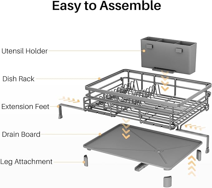 Dish Drying Rack, Extendable Dish Rack, Grey