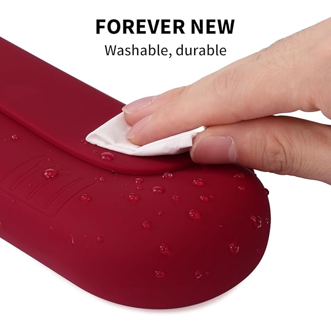 AGIKET 2 IN 1 Silicone Makeup Brush Holder with Beauty Make Up Sponge Holder Case：Soft Portable Cosmetic Face Brushes Holder with Upgrade Anti-Fall Out Magnetic Closure - Red