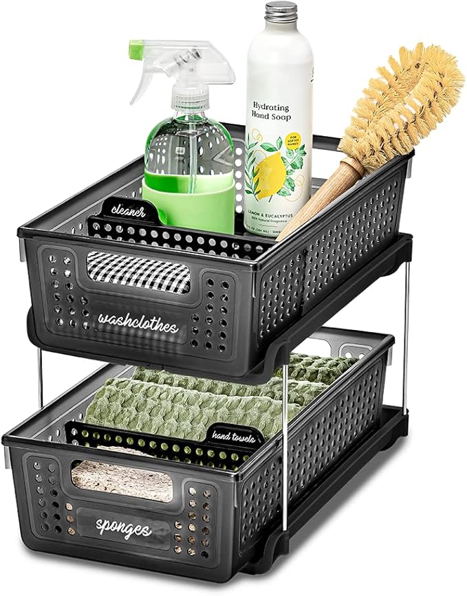 Madesmart Antimicrobial 2-Tier Organizer Multi-Purpose Slide-Out Storage
