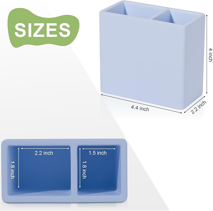 Diatomite Toothbrush Holder 2 Slots Tooth Brush Holder for Bathroom, Kids Electric Toothbrush and Toothpaste Organizer for Countertop, Shower, Vanity, Blue