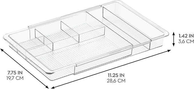 Expandable Makeup Drawer Organizer, Shallow Tray for Bathroom or Vanity Storage