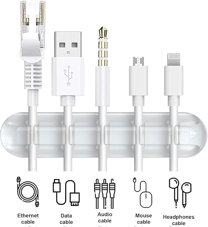 INCHOR Cord Organizer, Clear Cable Organizer Cord Holder, Wire Organizer USB Cable Management Cord Keeper, 3 Packs Cable Clips for Car Home and Office (7, 5, 3 Slots)