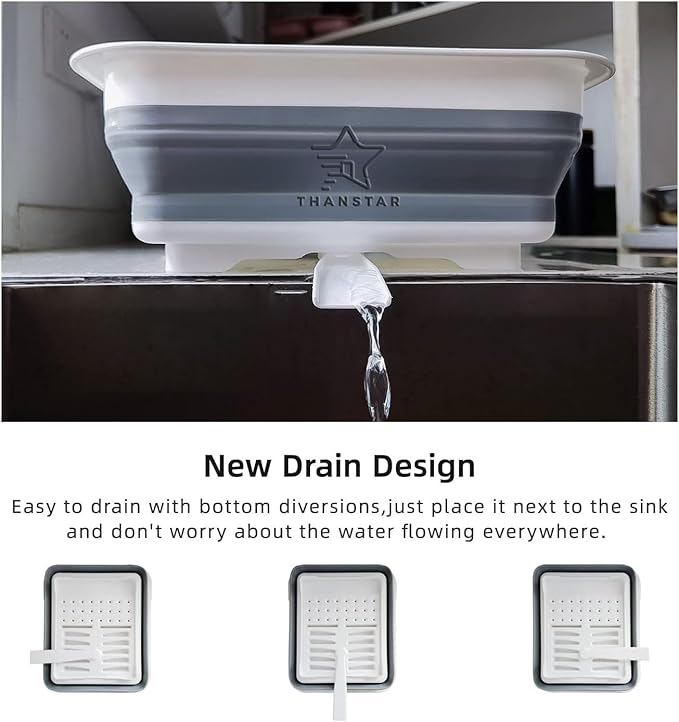 THANSTAR Collapsible Dish Drainer Portable Dinnerware Drainer Organizer for Kitchen RV Campers Travel Trailer Space Saving Kitchen Storage Tray