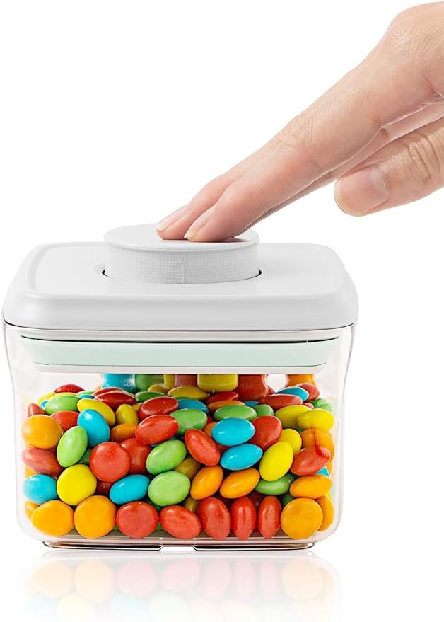 Mini Snack Container, 0.3 Qt / 320ml Small Airtight Food Storage Container with Pop-Top Lid, BPA-Free Food-Grade Plastic Jar for Candy, Nuts, Brown Sugar, Tea Bags, Spices