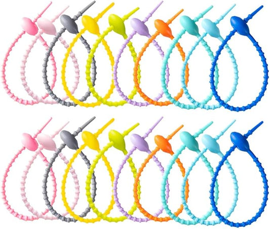 20 PCS Colorful Silicone Cable Ties