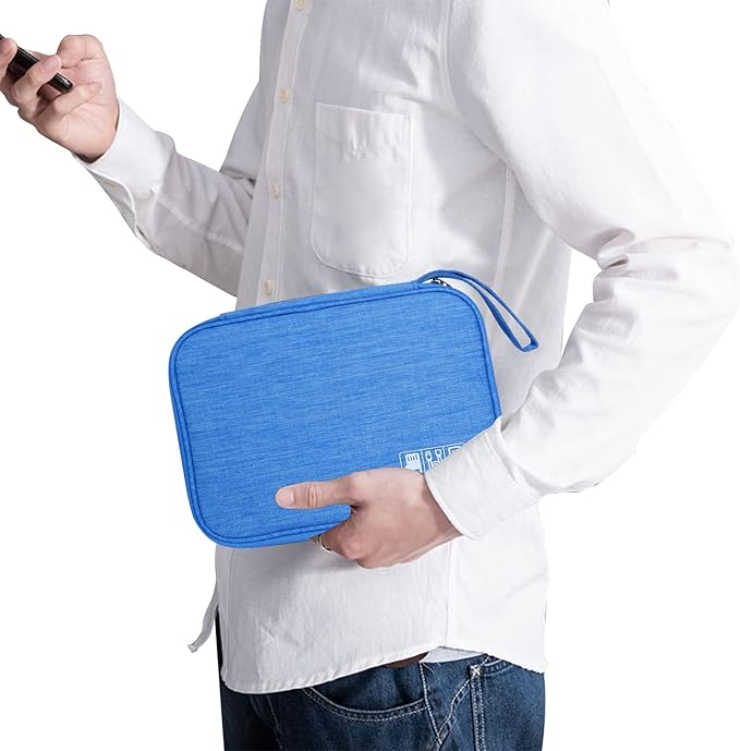 Lcsmaokin Electronics Travel Organizer,Portable Waterproof Electronic Travel Storage Bag for Small Charging Cord Storage,Charger,Small Electronics,SD Card etc,for Travel,Business - Sky Blue