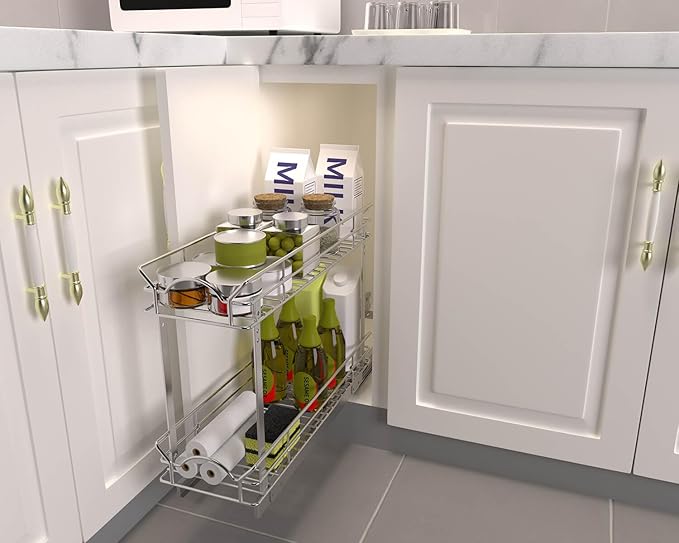 Slide Out Cabinet Organizer for Narrow Cabinet (5" W X 17" D)