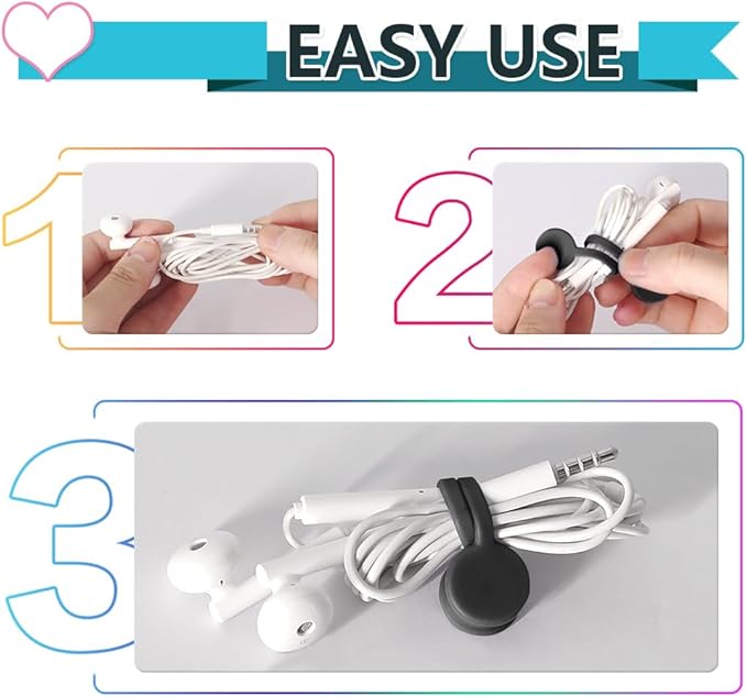 Magnetic Cable Holder, 10Pcs-Gray
