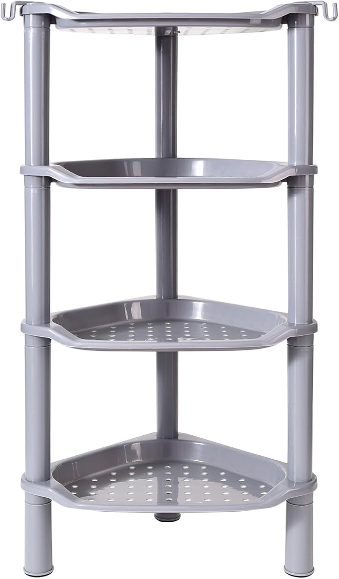 4 Tier Shower Caddy Corner, Plastic Shower Shelf Organizer for Inside Bathroom