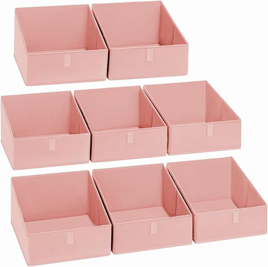 Closet Storage Bins 8 Pack, Fabric Trapezoid Closet Organizer Bin, Pink