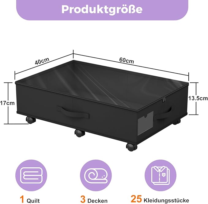 2-Pack Under Bed Storage Organizer with Clear Zippered Lid