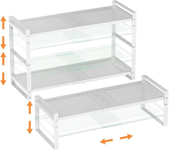 Multi-Functional Metal Shoe Rack, 3Packs/White/Large