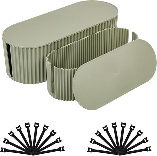 2 Pack Cable Management Box, Cord Organizer Box with 20 Cable Ties