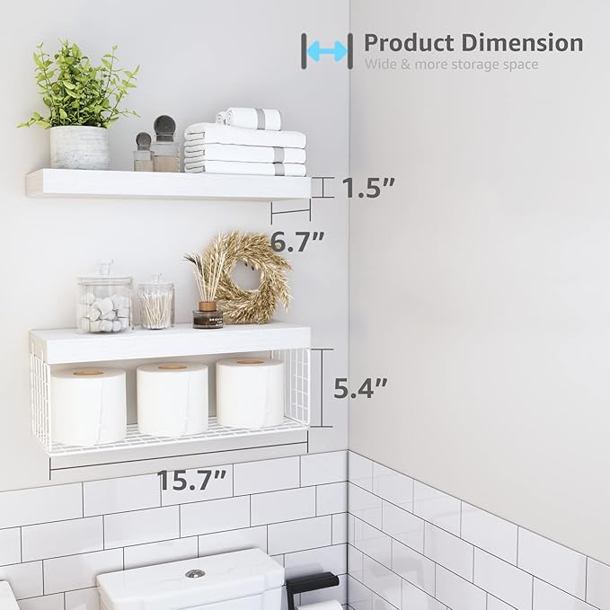 White Bathroom Shelves Over Toilet