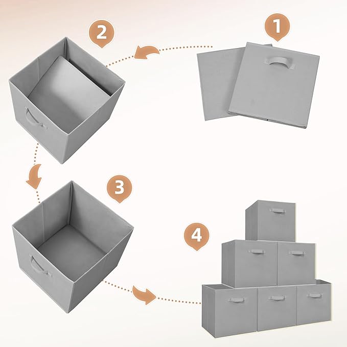 STORAGE MANIAC Storage Cubes, 13 Inch Collapsible Storage Bins with Handles, 10 Pack Fabric Foldable Bins for Organization, Durable Storage Bins for Closet, Shelves, Offices, Toys, 10-Pack Grey