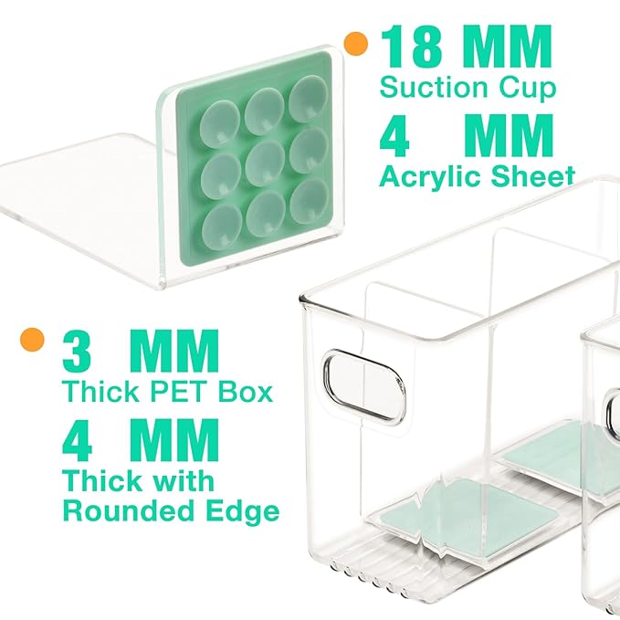 Breastmilk Storage Container with L Shaped Dividers to Flatten Standing Breast Milk Bags in Organizer Bins Save Refrigerator Space | 2 Containers with Removable Separator Boards - Green