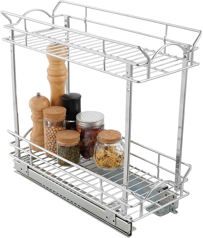 Slide Out Cabinet Organizer for Narrow Cabinet (5" W X 17" D)