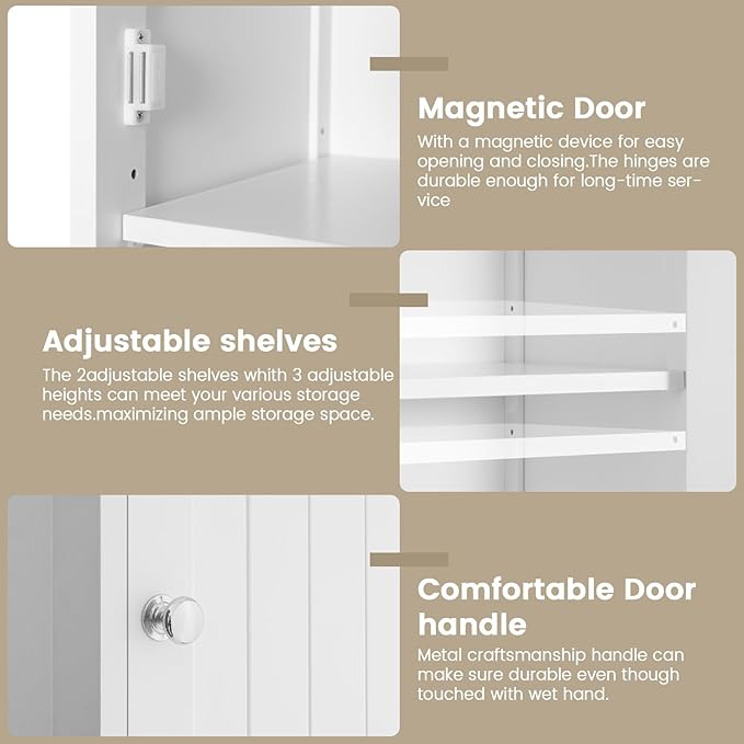 67" Tall Bathroom Cabinet, Storage Cabinet with 2 Doors & 1 Drawer