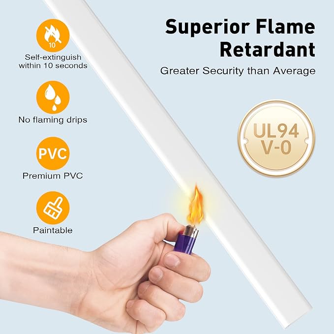 Delamu TV Cord Hider, Cord Covers for 2-3 Wires on Wall, Paintable Cable Hider Wire Covers for Cords, Easier Setup Wire Hiders for TV on Wall, Cable Cover Management to Hide Wires, W0.94H0.47in, White