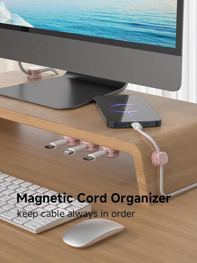 Magnetic Cable Clips, Adjustable Cord Holder Management, 9-PCS Purple