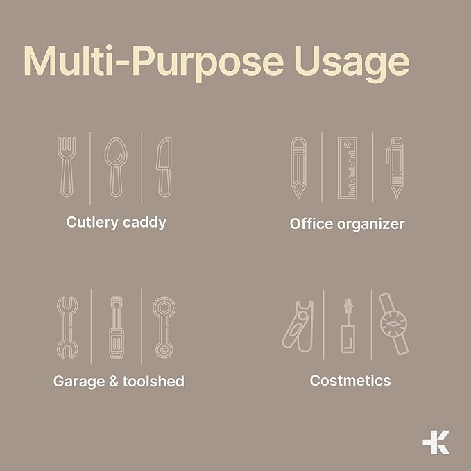 Gray Expandable Utensil Drawer Organizer 1 Pack, Adjustable 13” to 22.4”, 8 Compartment Silverware Organizer for Kitchen Utensils, Spatulas, Cutlery, and Tools, Easy to Clean, Durable, and BPA-Free