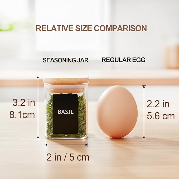 ComSaf Spice Jars with Label 4oz 16 Pack, Glass Spice Jars with Bamboo Lid, Mini Seasoning Containers with 54 Black Labels, Stackable for Kitchen, Pantry Organization, Loose Tea, Herbs, Powders, Salt