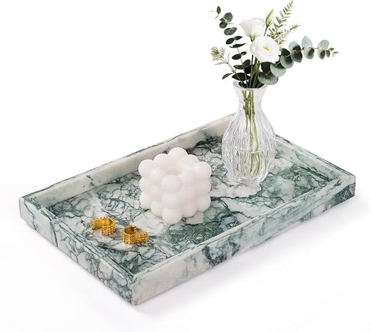 Marble Bathroom Tray for Countertop & Home Decor, Jade Green