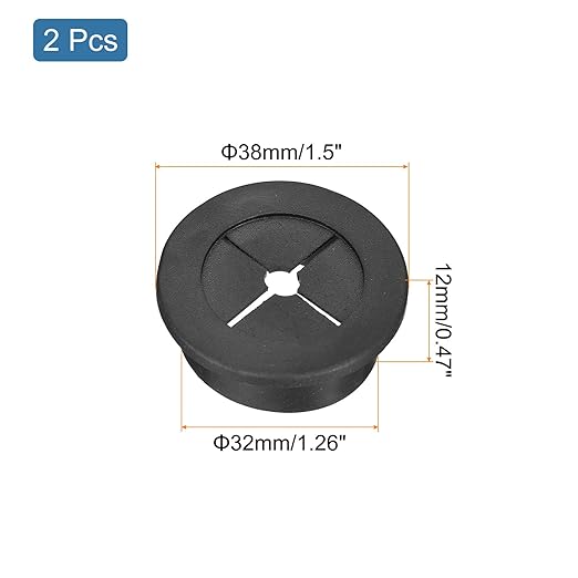 uxcell 2 Pcs Cable Cord Grommet, 1-1/4 Inch (32mm) Desk Grommet Flexible Rubber Grommets Wire Hole Cover Pass Through for Office Computer Desk Wire Organizer, Black